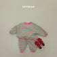 (Pre-order) Soybean Kids Winter - Rainbow Mochi Fleece-Lined Top & Bottom Set 무지개모찌상하복 (2 Colors)