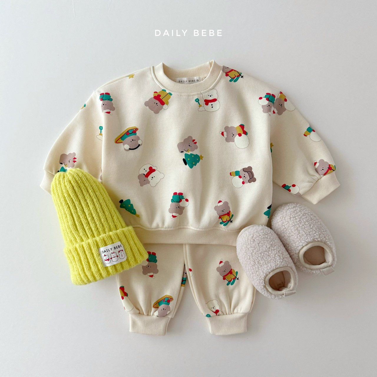 (Pre-order) Daily Bebe - Kids’ Winter Fun Top & Bottom Set 눈놀이상하셋트 (2 Colors)