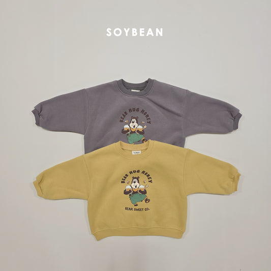 (Pre-order) Soybean Kids Winter - Honey Bear Fleece-Lined Sweatshirt 허니베어양기모맨투맨 (2 Colors)