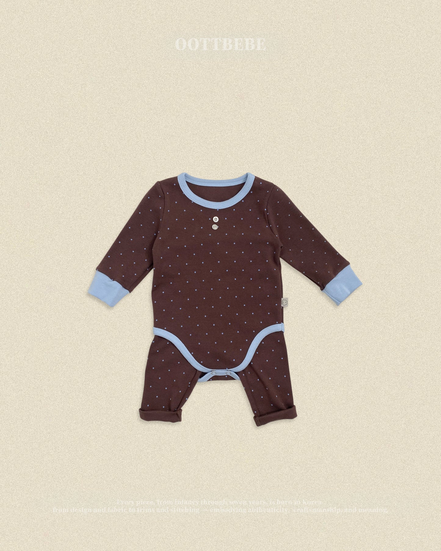 (Pre-order) OOTTBEBE Fall - Mini Dot Romper & Leggings Set 슈슈도트슈트세트 (2 Colors)