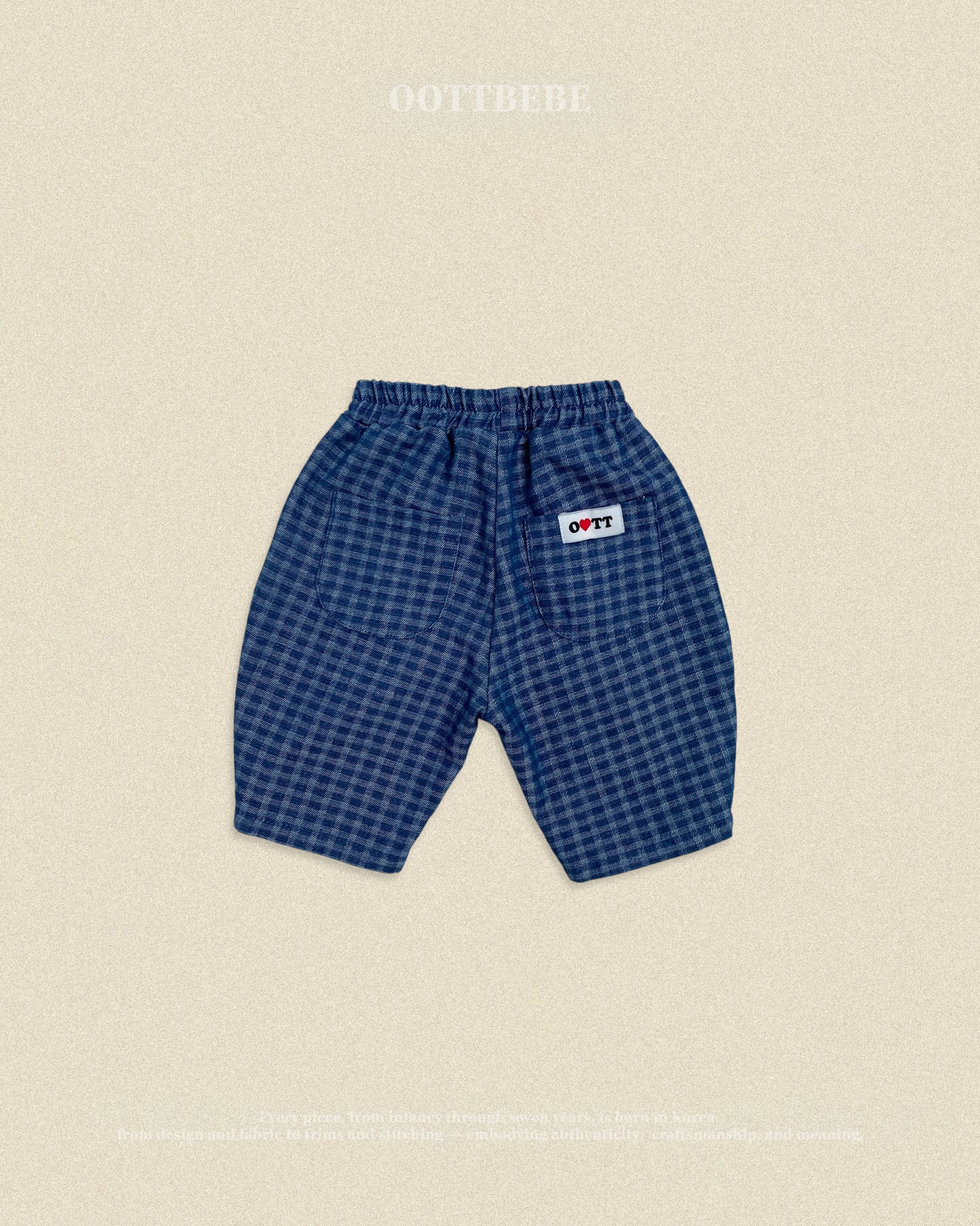 (Pre-order) OOTTBEBE Fall - Denim Check Pants - 데님체크팬츠 (2 Colors)