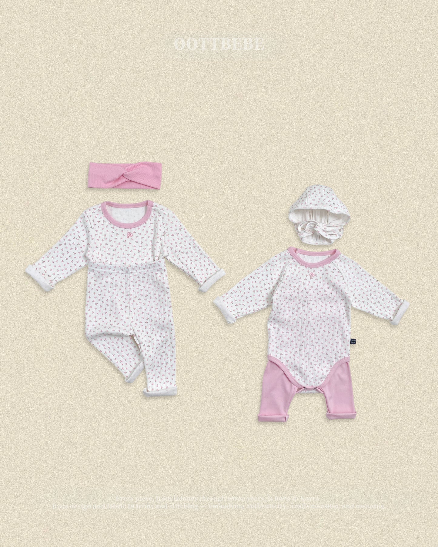(Pre-order) OOTTBEBE Fall - Lovely Floral Romper & Leggings Set 코코플라워슈트세트 (2 Colors)