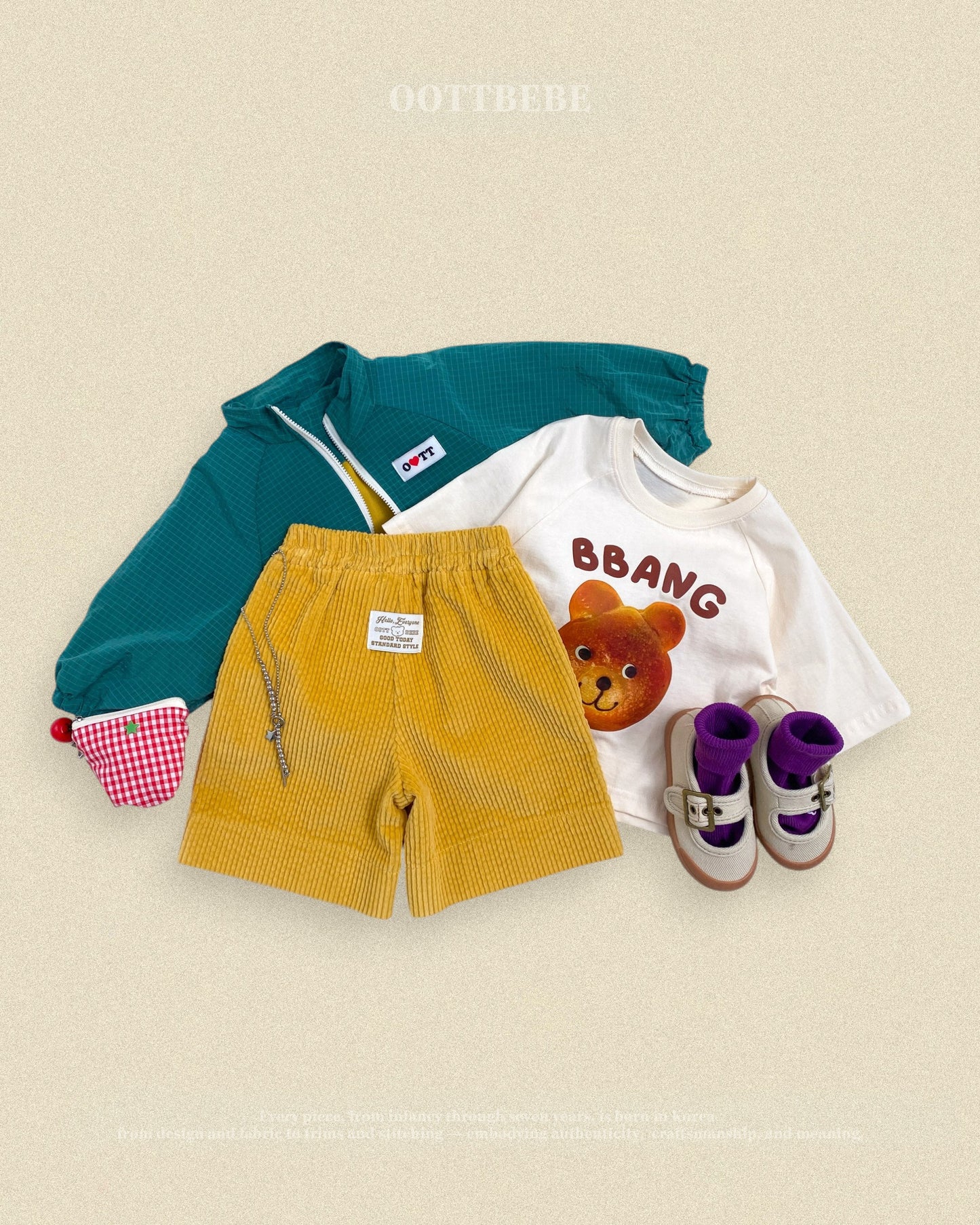 (Pre-order) OOTTBEBE Fall - Bbang Bear Raglan Tee - 빵나그랑티셔츠 (2 Colors)