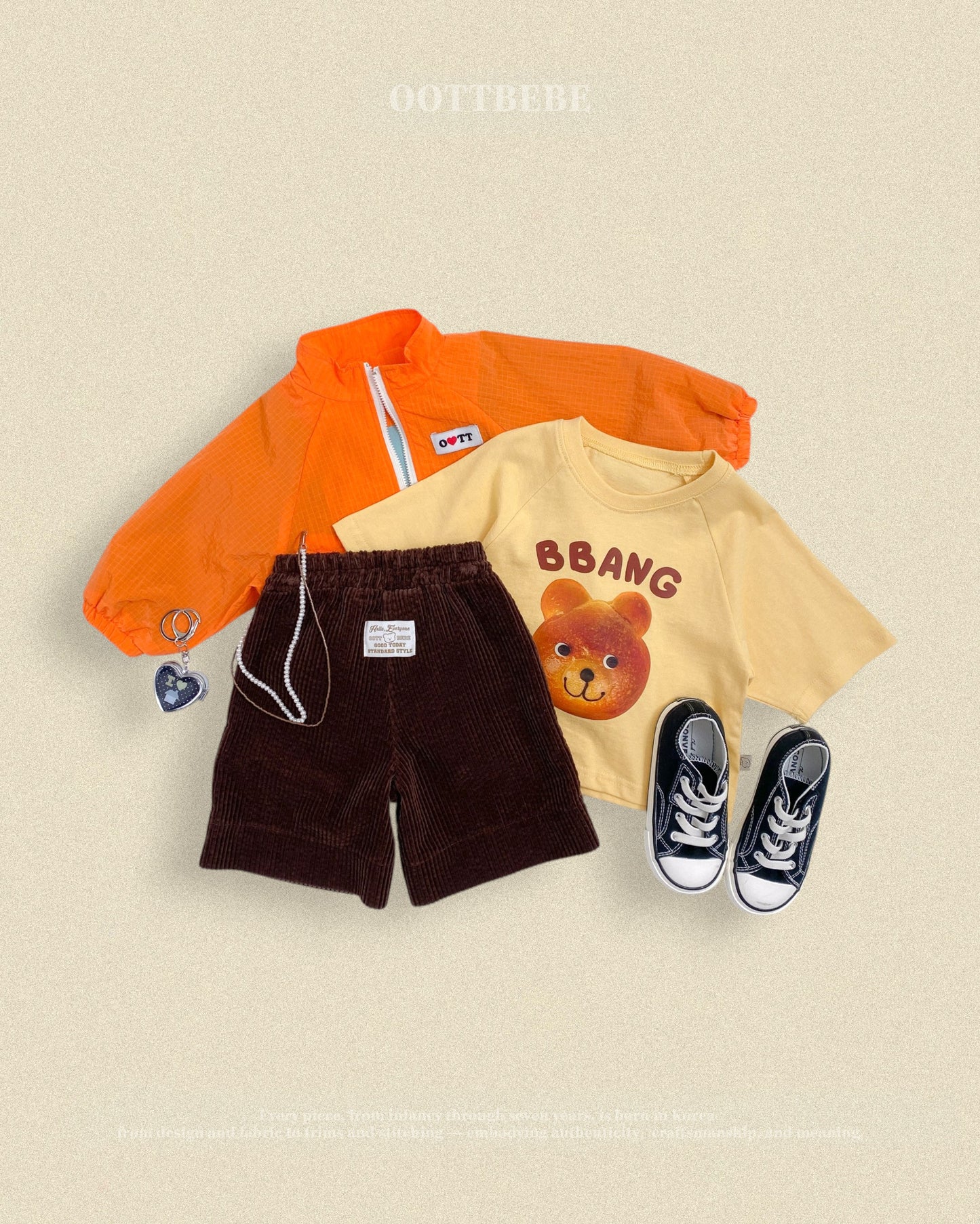 (Pre-order) OOTTBEBE Fall - Bbang Bear Raglan Tee - 빵나그랑티셔츠 (2 Colors)