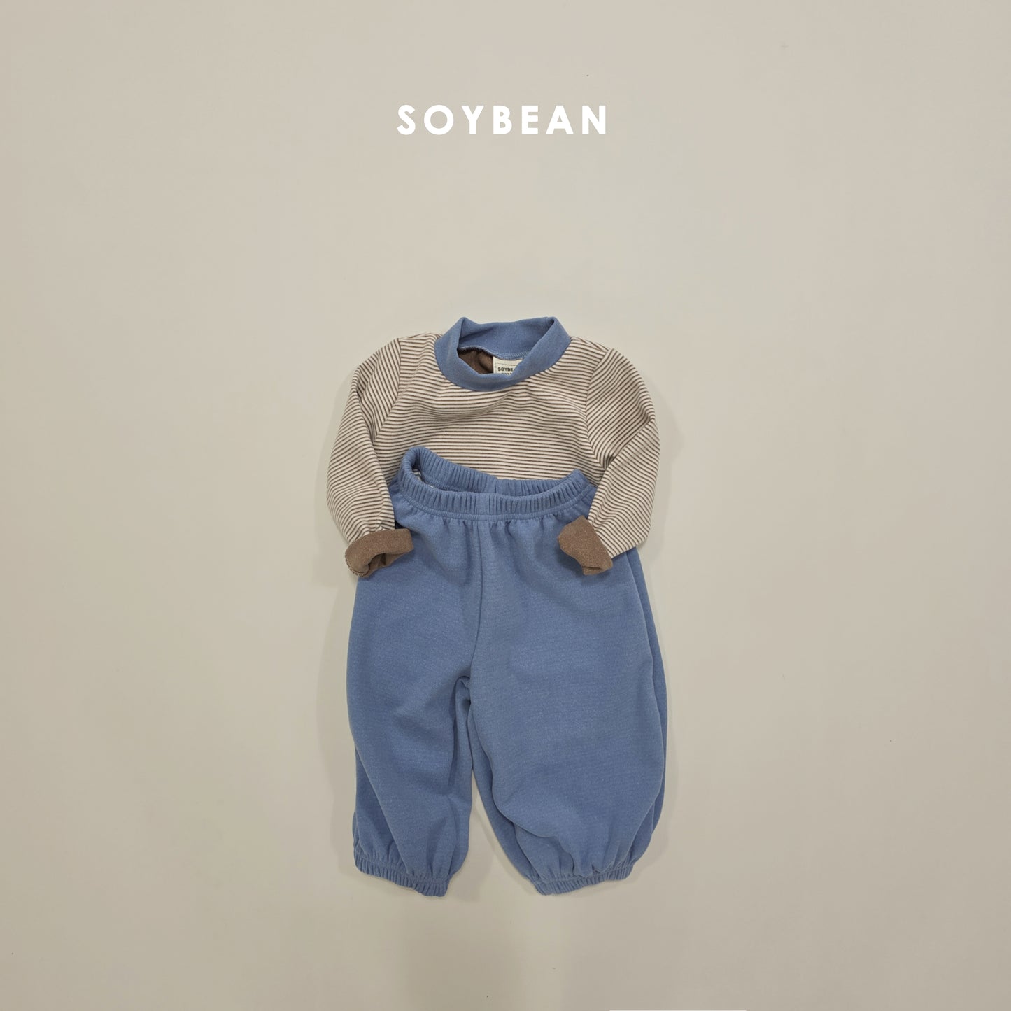 (Pre-order) Soybean Kids Winter - Bong Bong Stripe Fleece-Lined Top & Bottom Set 봉봉단가라상하 (3 Colors)