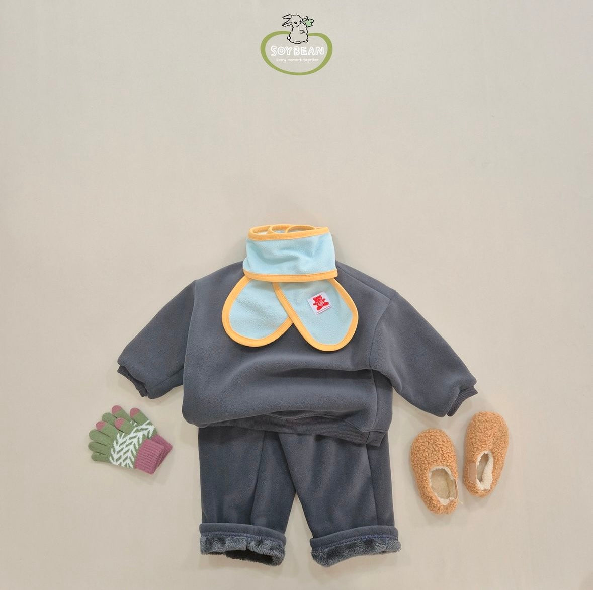 (Pre-order) Soybean Kids - Super Fleece Wide Top & Bottom Set 슈퍼플리스와이드상하복 (4 Colors)