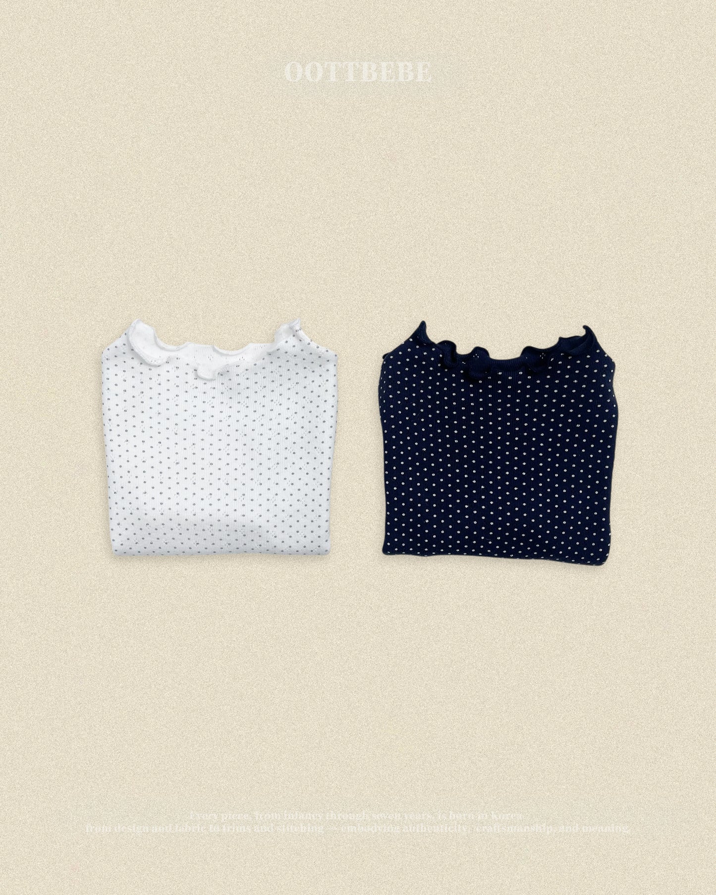(Pre-order) OOTTBEBE Fall - Dot Lettuce Edge Tee - 도트날라리티 (2 Colors)