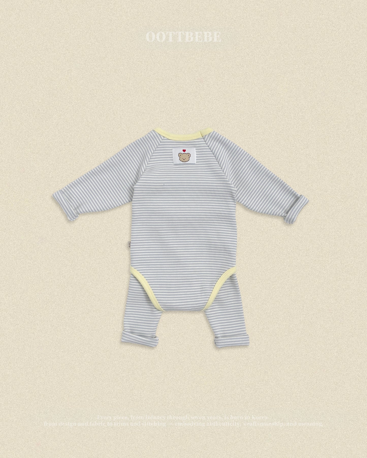 (Pre-order) OOTTBEBE Fall - Sweet Stripe Romper & Leggings Set 바닐라라떼슈트세트 (3 Colors)