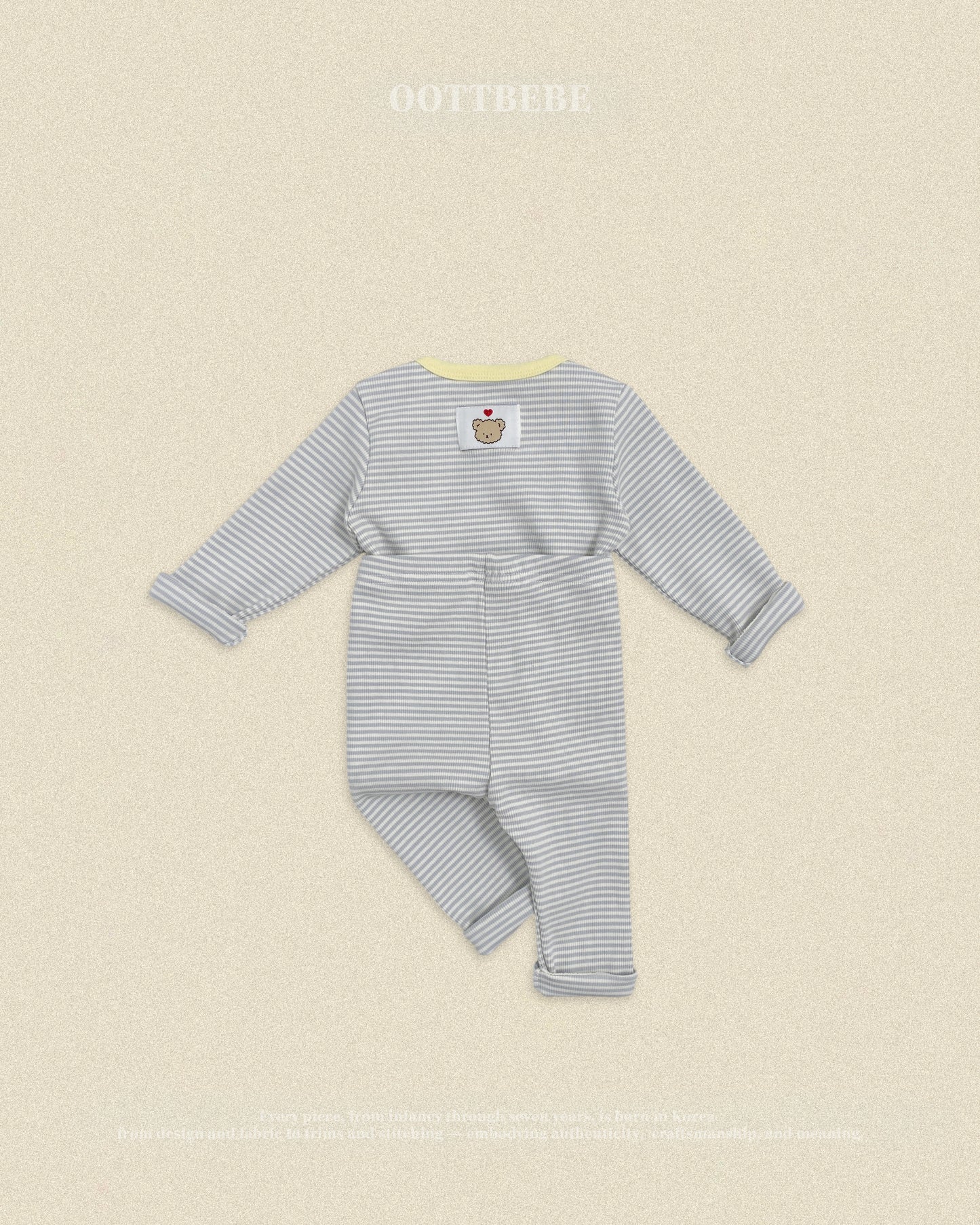 (Pre-order) OOTTBEBE Fall - Sweet Stripe Pajama Set 바닐라라떼실내복 (3 Colors)