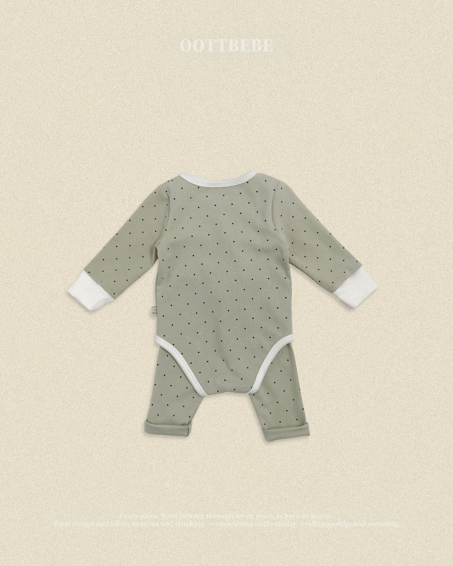 (Pre-order) OOTTBEBE Fall - Mini Dot Romper & Leggings Set 슈슈도트슈트세트 (2 Colors)