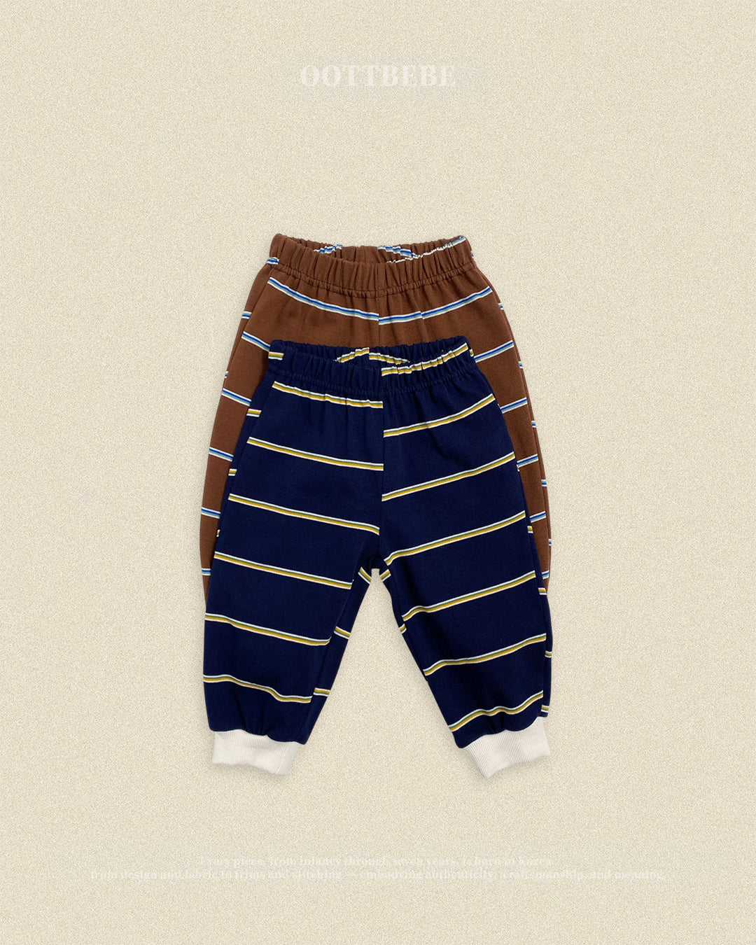 (Pre-order) OOTTBEBE Fall - Rookie Stripe Top & Bottom Set - 루키단가라상하복 (2 Colors)