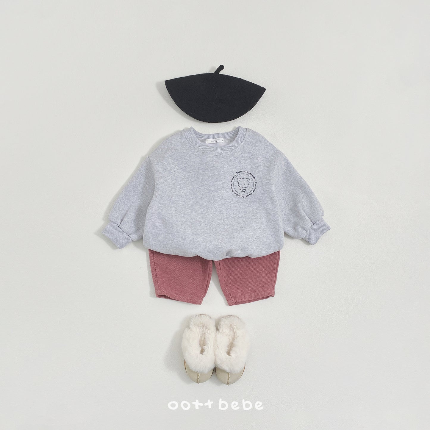 (Pre-order) OOTTBEBE Winter - Everyday Bear Sweatshirt 에브리데이맨투맨 (3 Colors)