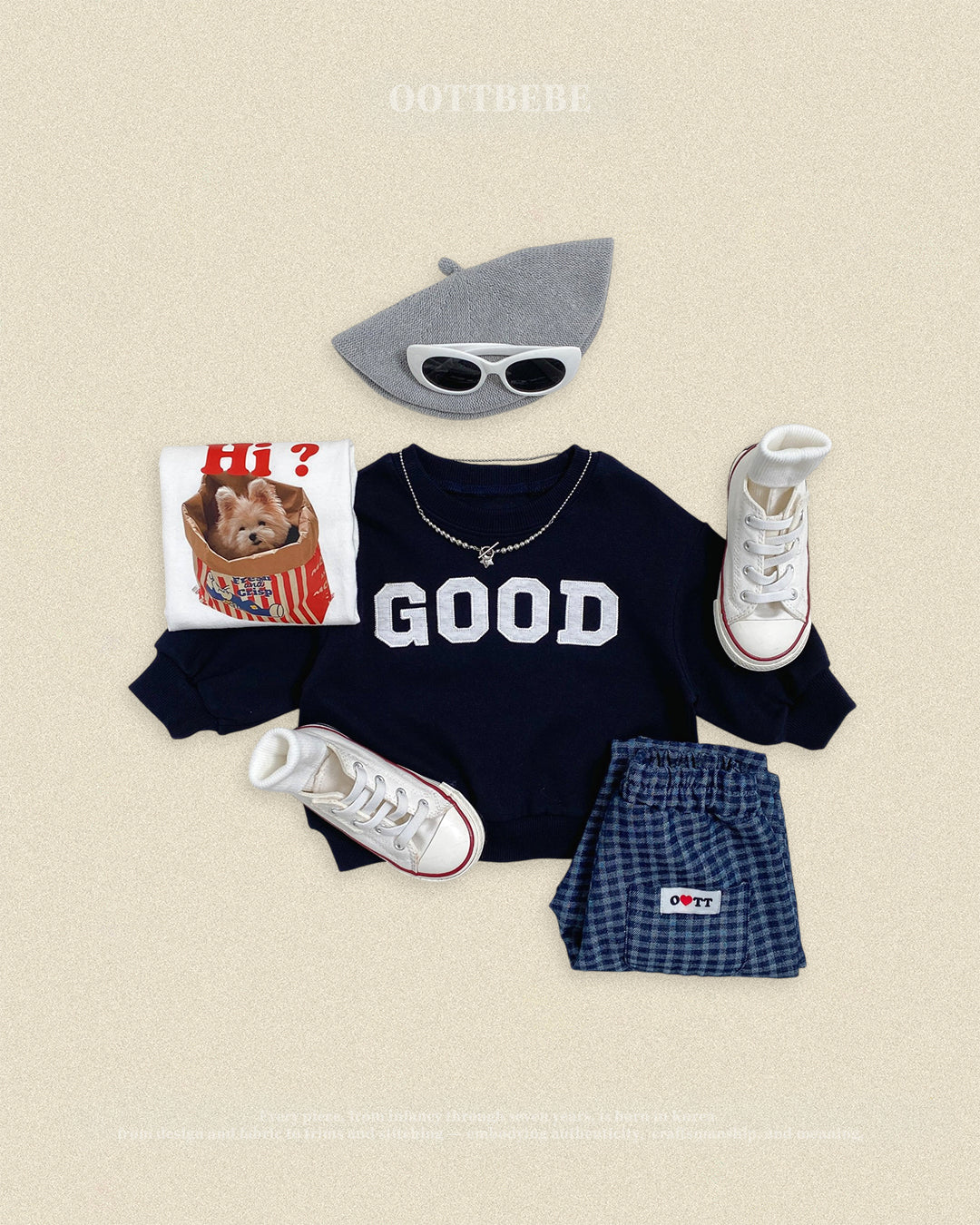 (Pre-order) OOTTBEBE Fall - GOOD Sweatshirt - GOOD 맨투맨 (2 Colors)