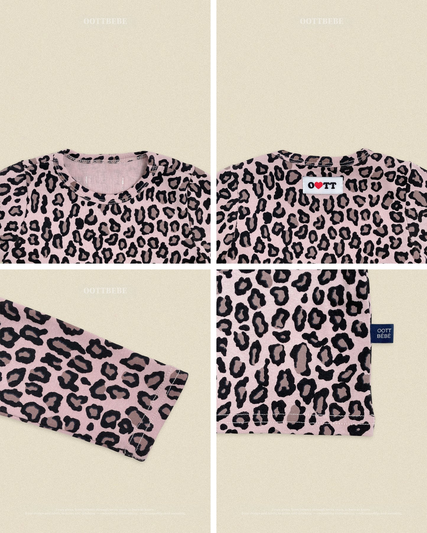 (Pre-order) OOTTBEBE Fall - Little Leopard Pajama Set 리틀호피실내복 (2 Colors)