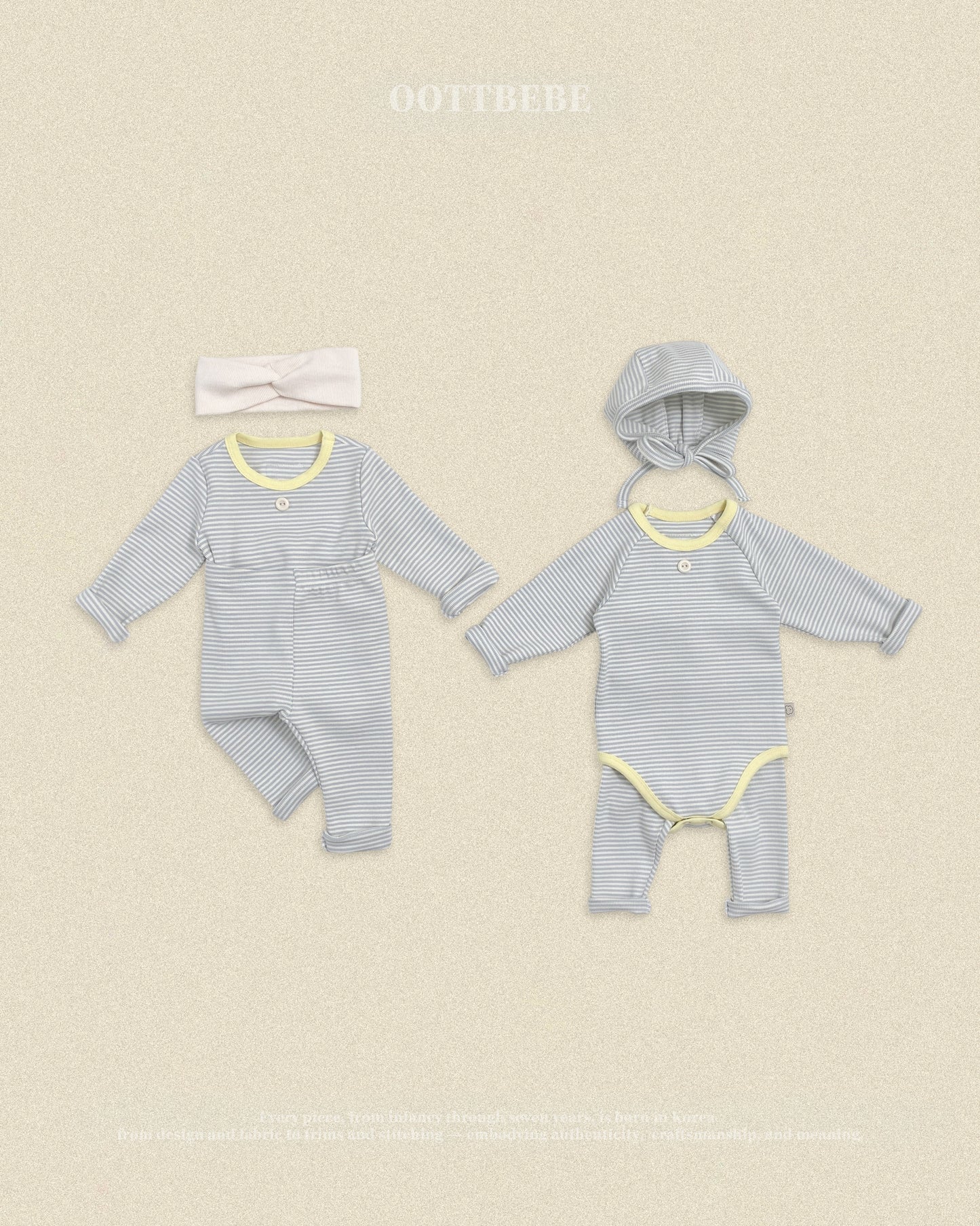(Pre-order) OOTTBEBE Fall - Sweet Stripe Bonnet 바닐라라떼보넷 (3 Colors)
