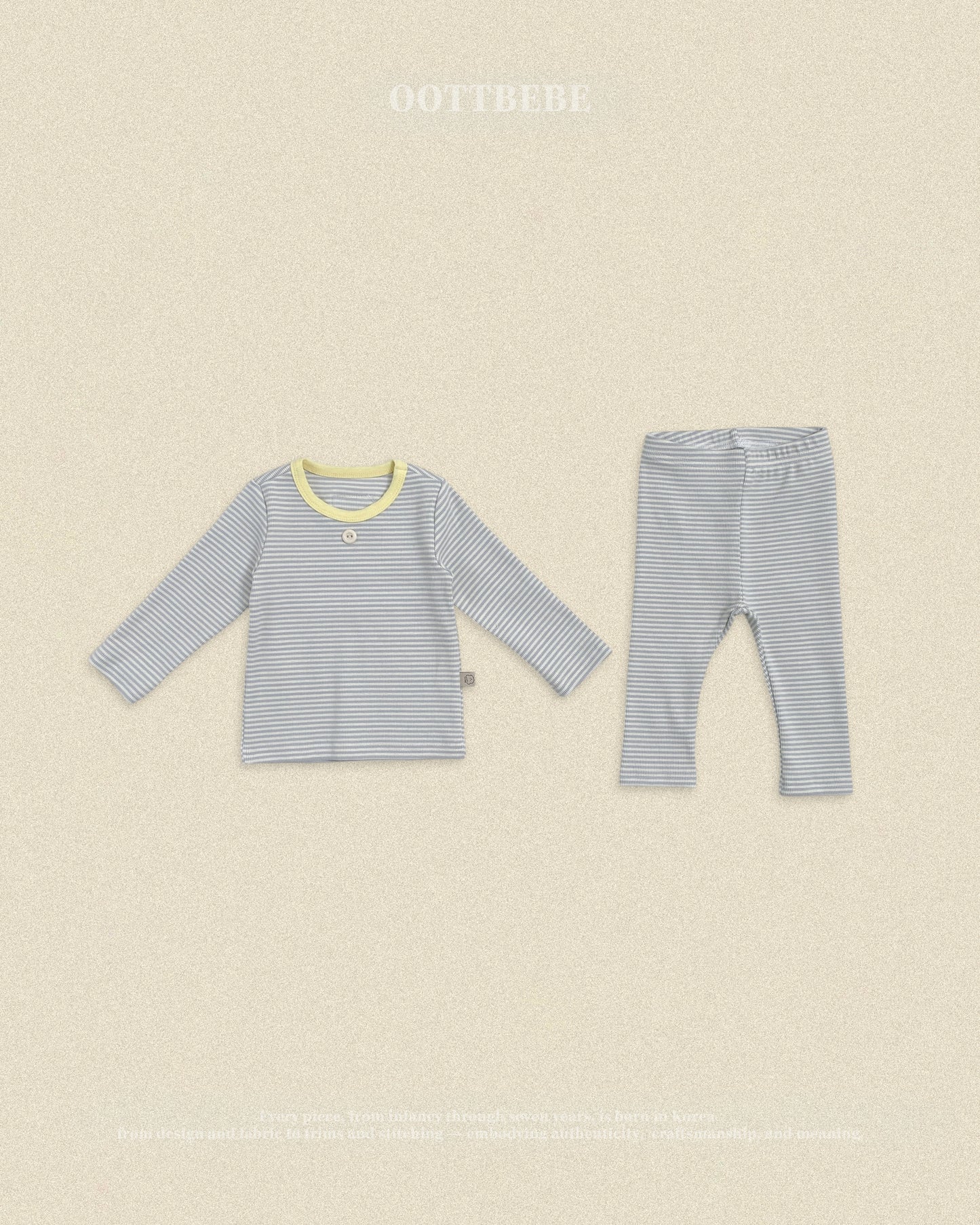(Pre-order) OOTTBEBE Fall - Sweet Stripe Pajama Set 바닐라라떼실내복 (3 Colors)