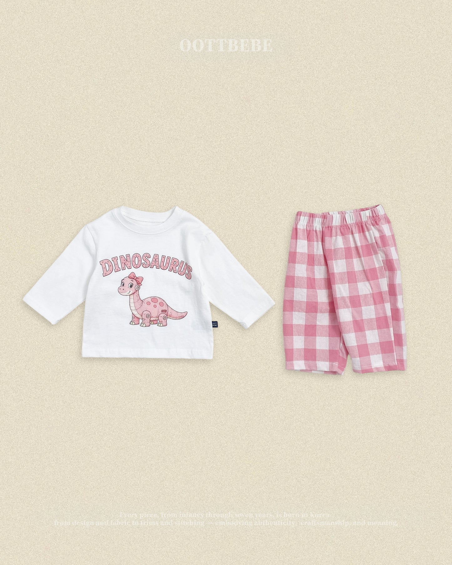 (Pre-order) OOTTBEBE Fall - Robot Dinosaur Top & Bottom Set - 로봇공룡상하복 (5 Colors)