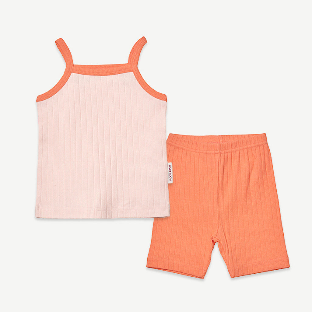 (Baby Boom) Summer Milk Ribbed Cami Pajama Set (4 Colors)