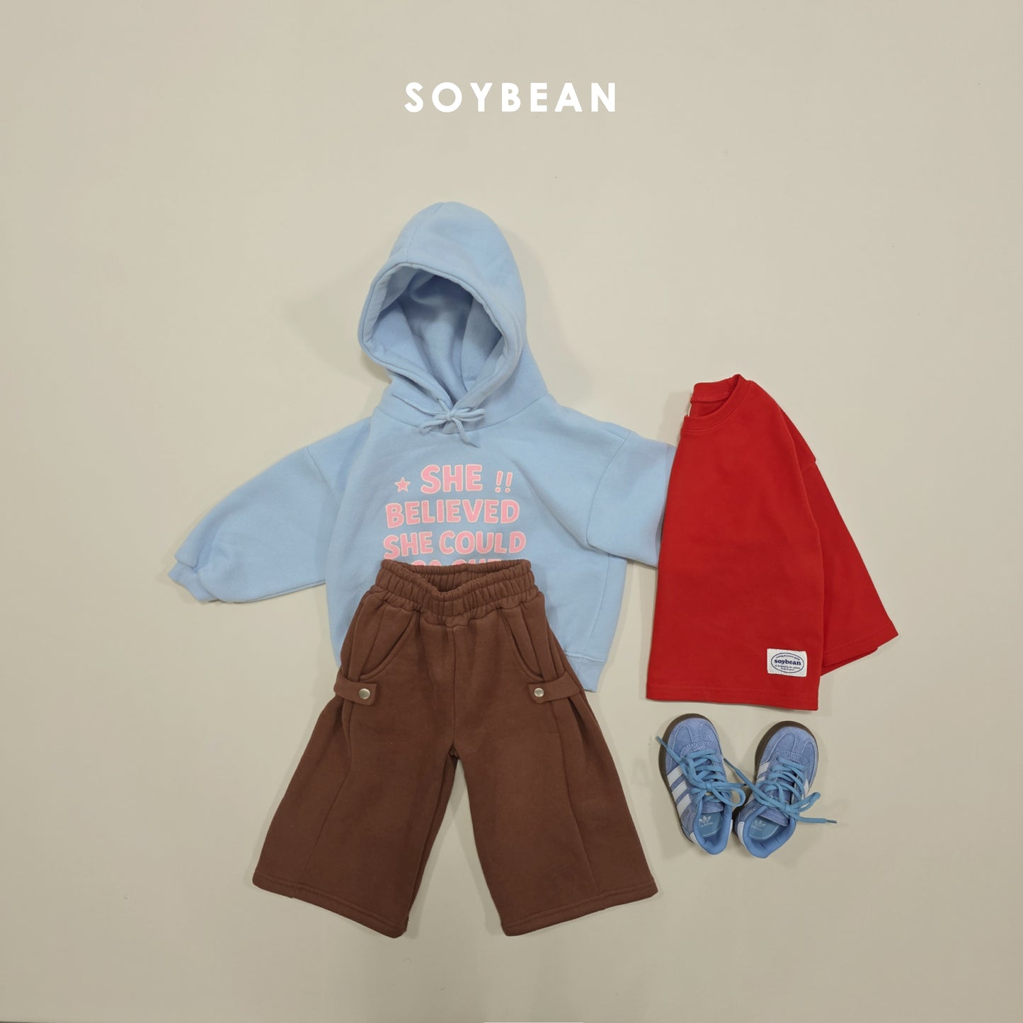 (Pre-order) Soybean Kids Winter - Fleece-Lined Side Snap Wide Pants 양기모사이드스냅팬츠 (4 Colors)