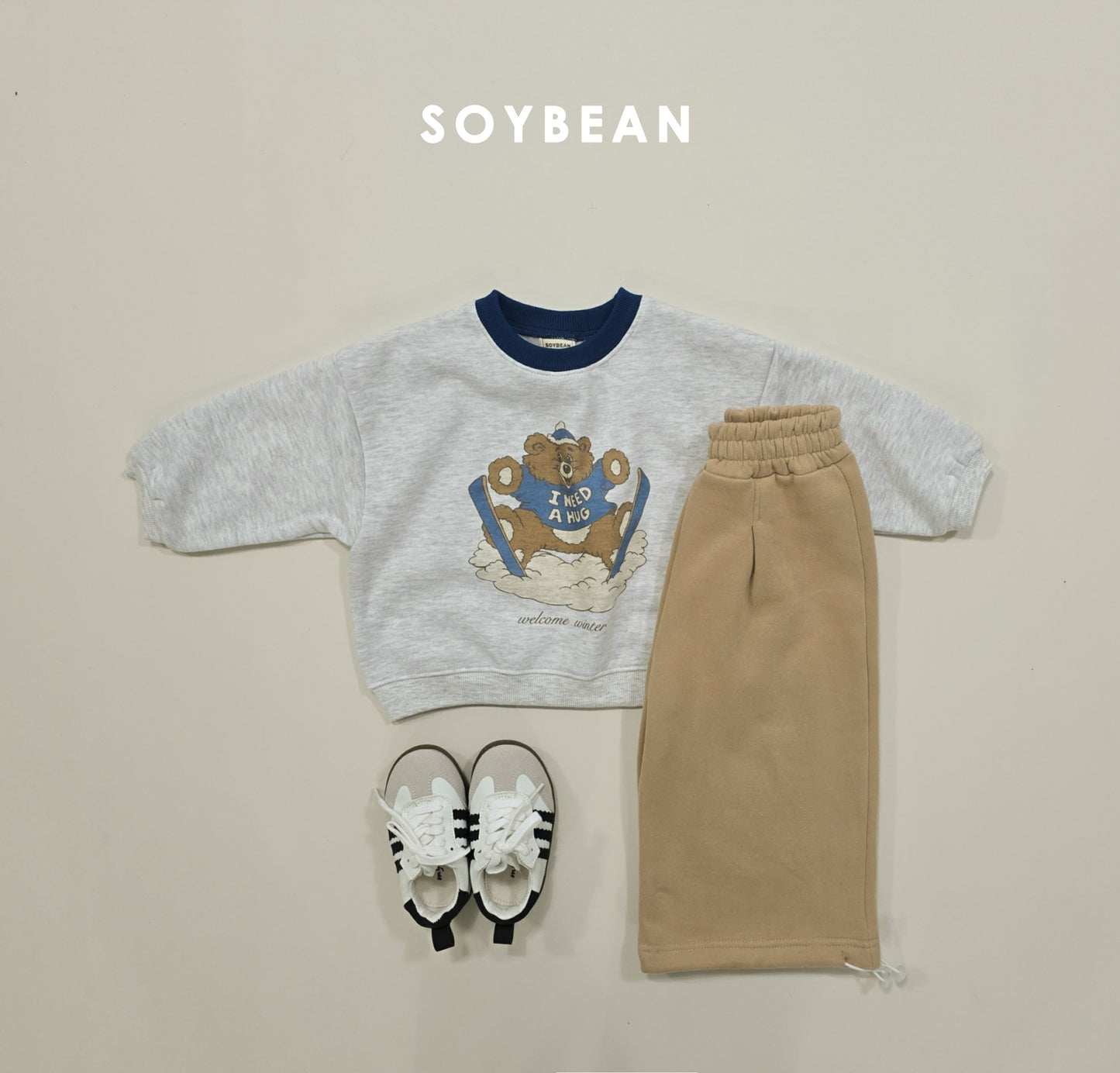 (Pre-order) Soybean Kids Winter - Pintuck Fleece-Lined Training Pants 핀턱트레이닝팬츠 (3 Colors)