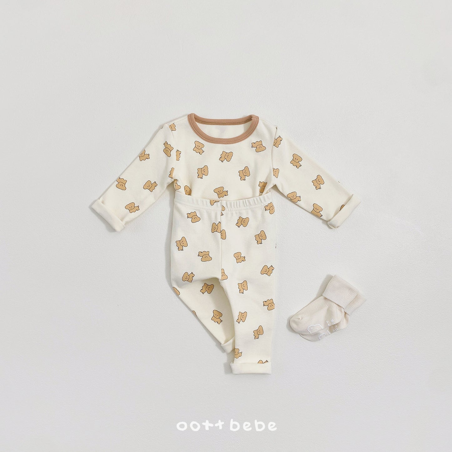 (Pre-order) OOTTBEBE Winter - Mung-Mung Pajama Set 멍멍실내복 (2 Colors)