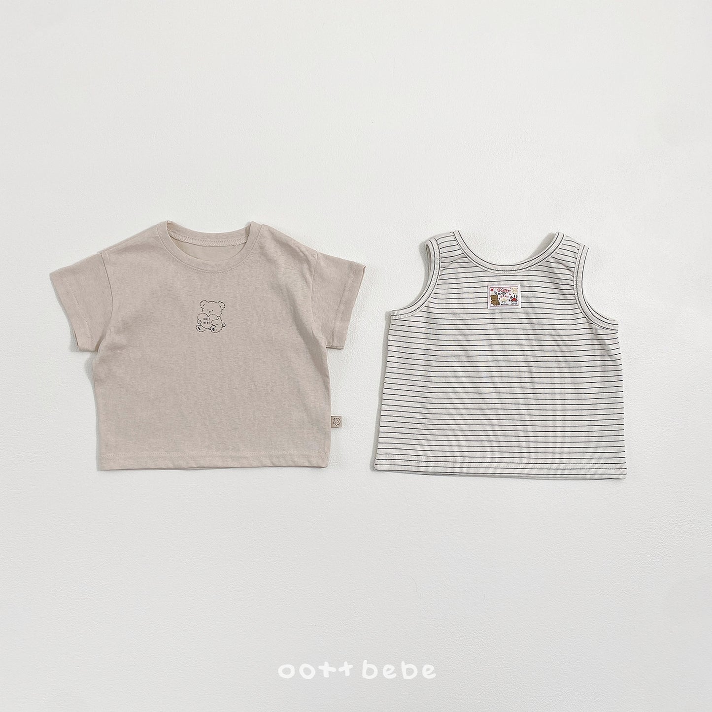 (Pre-order) OOTTBEBE Summer - Sherbet 1+1 Tee Set (Kids) 샤베트 1+1티셔츠 (5 Colors)