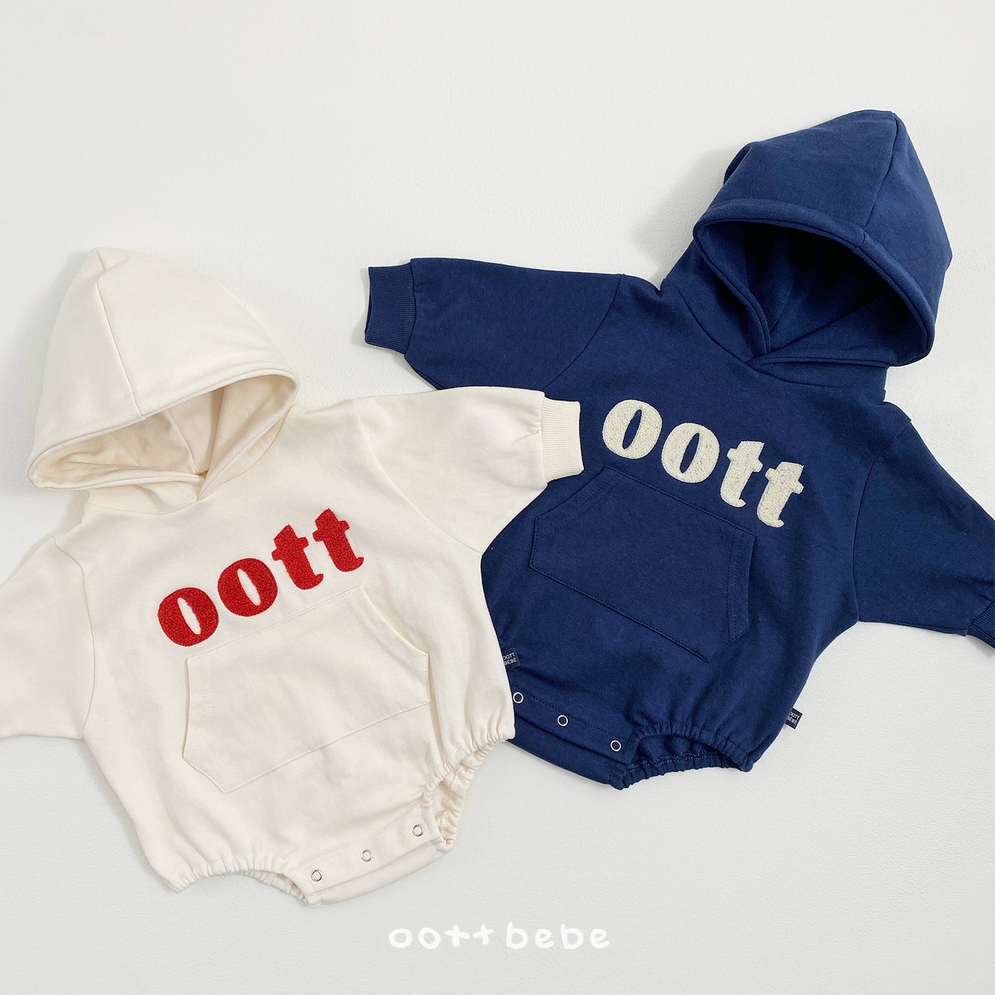 (Pre-order) OOTTBEBE Spring - Bouclé Hoodie Romper 댄디부클후드슈트 (2 Colors)