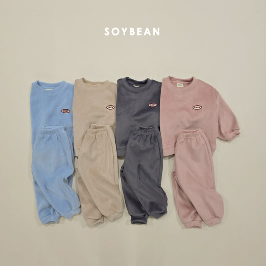 (Pre-order) Soybean Kids Winter - Minky Cozy Ribbed Fleece-Lined Top & Bottom Set 밍크코지상하복 (4 Colors)