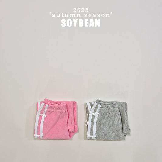 (Pre-order) Soybean Kids - Ribbon Terry Line Pants 리본테리라인팬츠 (2 Colors)