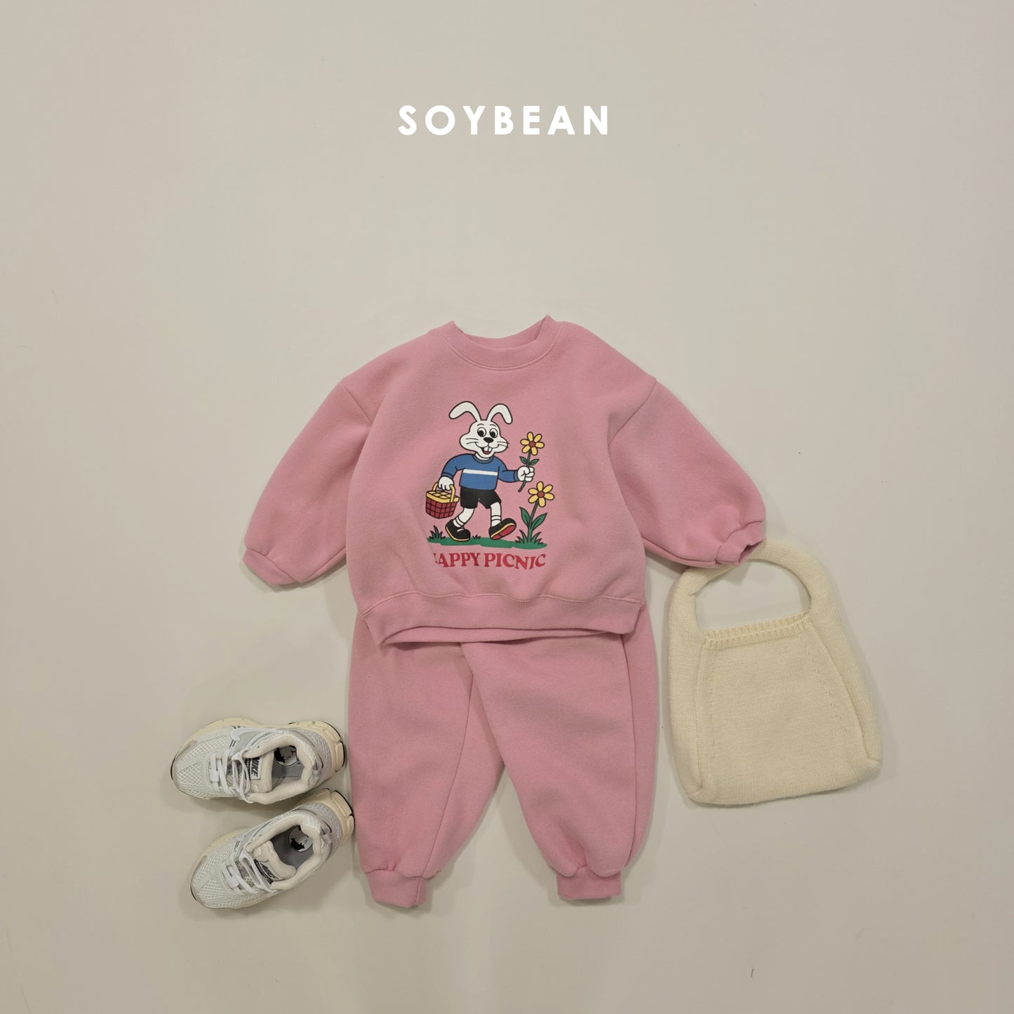 (Pre-order) Soybean Kids Winter - Picnic Fleece-Lined Top & Bottom Set 피크닉양기모상하 (2 Colors)