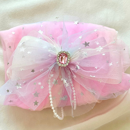 (Chenny Bong Bong) Kids’ Pink Twinkle Princess Hair Clip with Veil