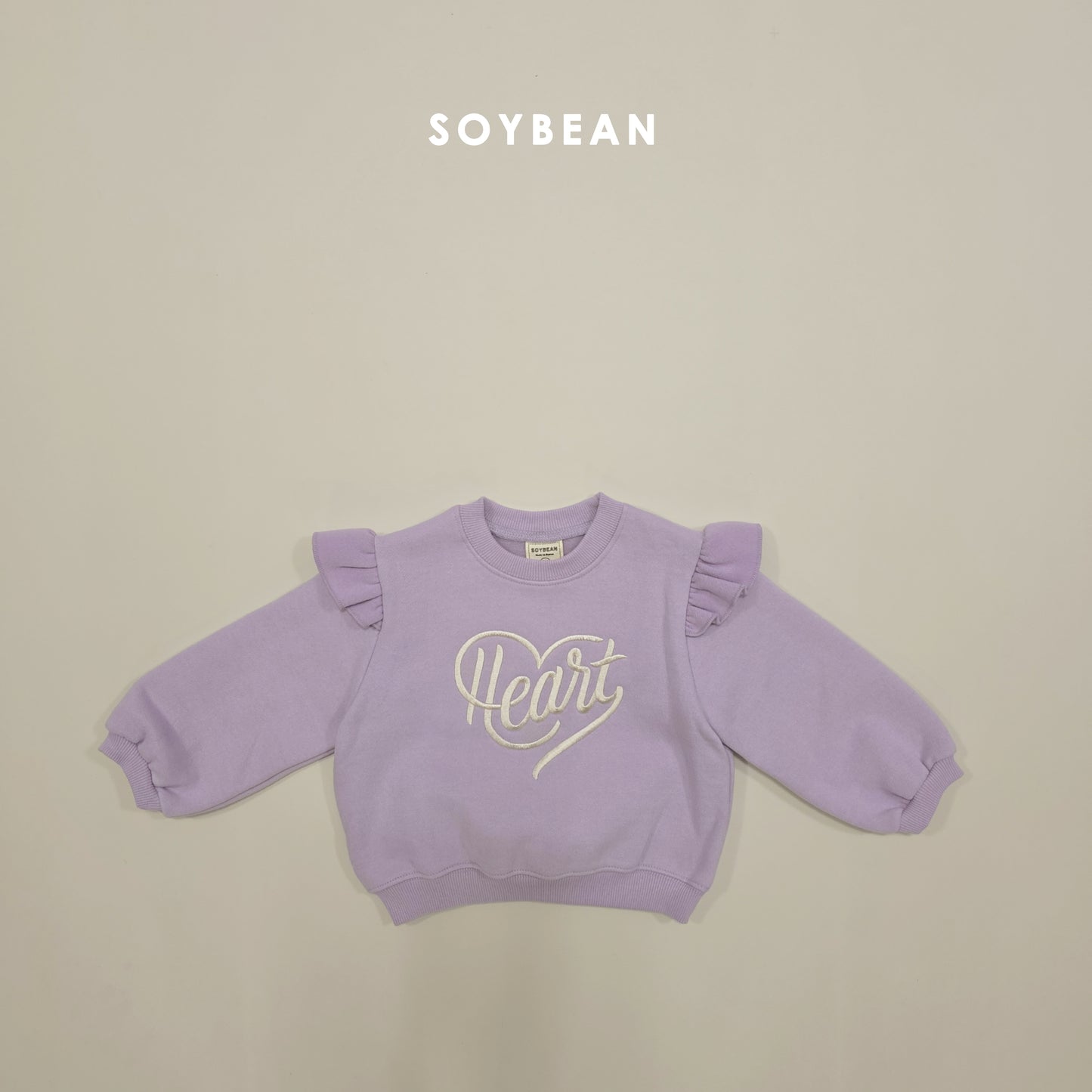(Pre-order) Soybean Kids Winter - Heart Frill Fleece-Lined Sweatshirt 하트프릴맨투맨 (2 Colors)
