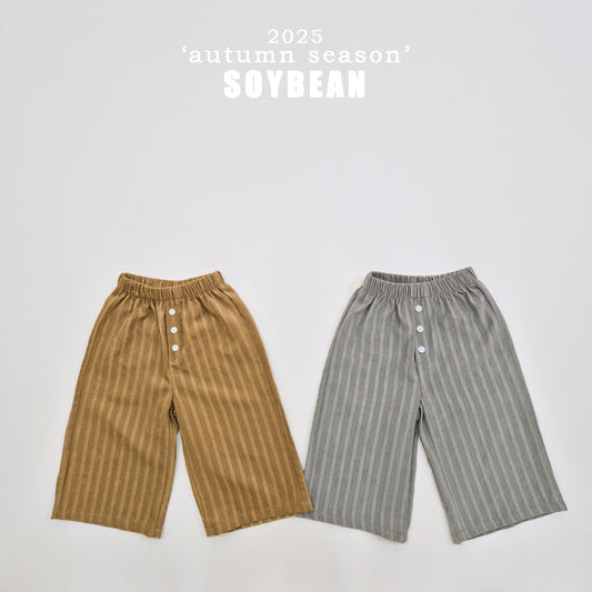 (Pre-order) Soybean Kids - Button Stripe Wide Pants 버튼트렁크팬츠 (2 Colors)