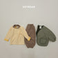(Pre-order) Soybean Kids Winter - Bong Bong Stripe Fleece-Lined Top & Bottom Set 봉봉단가라상하 (3 Colors)