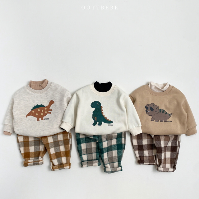 (Pre-order) OOTTBEBE - Winter Dinosaur Sweatshirts 아기공룡맨투맨 (3 Colors)