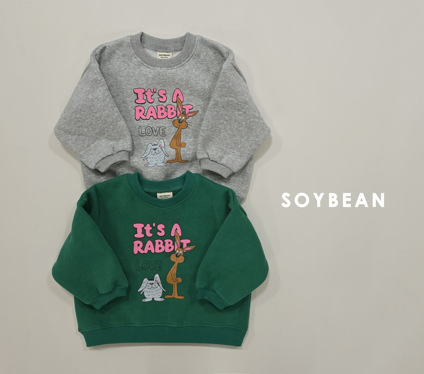 (Pre-order) Soybean Kids Winter - Rabbit Fleece-Lined Sweatshirt 래빗양기모맨투맨 (2 Colors)