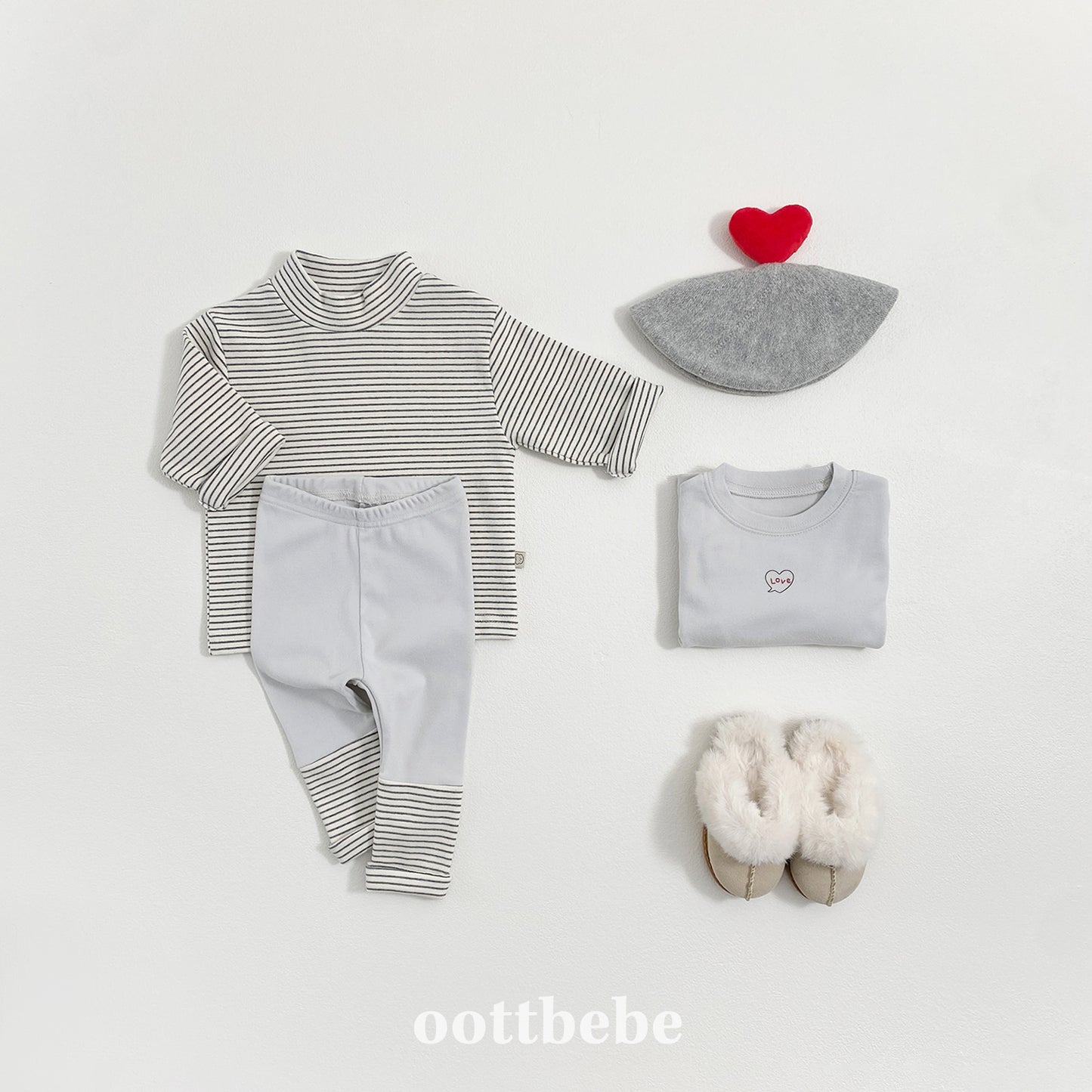 (Pre-order) OOTTBEBE Winter - Stripe Ankle Leggings 윈터배색레깅스 (3 Colors)