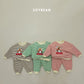 (Pre-order) Soybean Kids Winter - Snowball Stripe Fleece-Lined Top & Bottom Set 스노우볼단가라상하 (3 Colors)