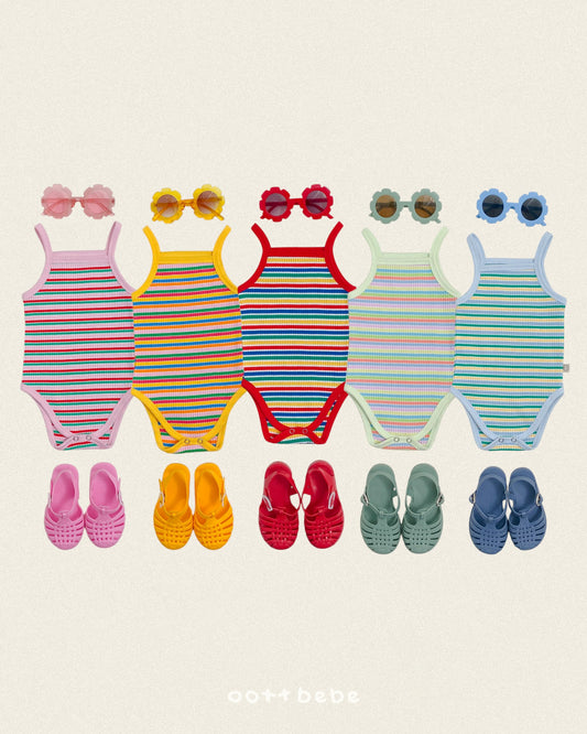 (Pre-order) OOTTBEBE Summer - Rainbow Bodysuit 무지개끈나시슈트 (5 Colors)