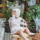 (Pre-order) KoongsKoongs Kids’ Premium Le Cherry Ruffle Rash Guard Dress Set (Ivory)