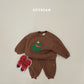 (Pre-order) Soybean Kids Winter - Dinosaur Bouclé Embroidery Fleece-Lined Top & Bottom Set 공룡부클자수상하복 (3 Colors)
