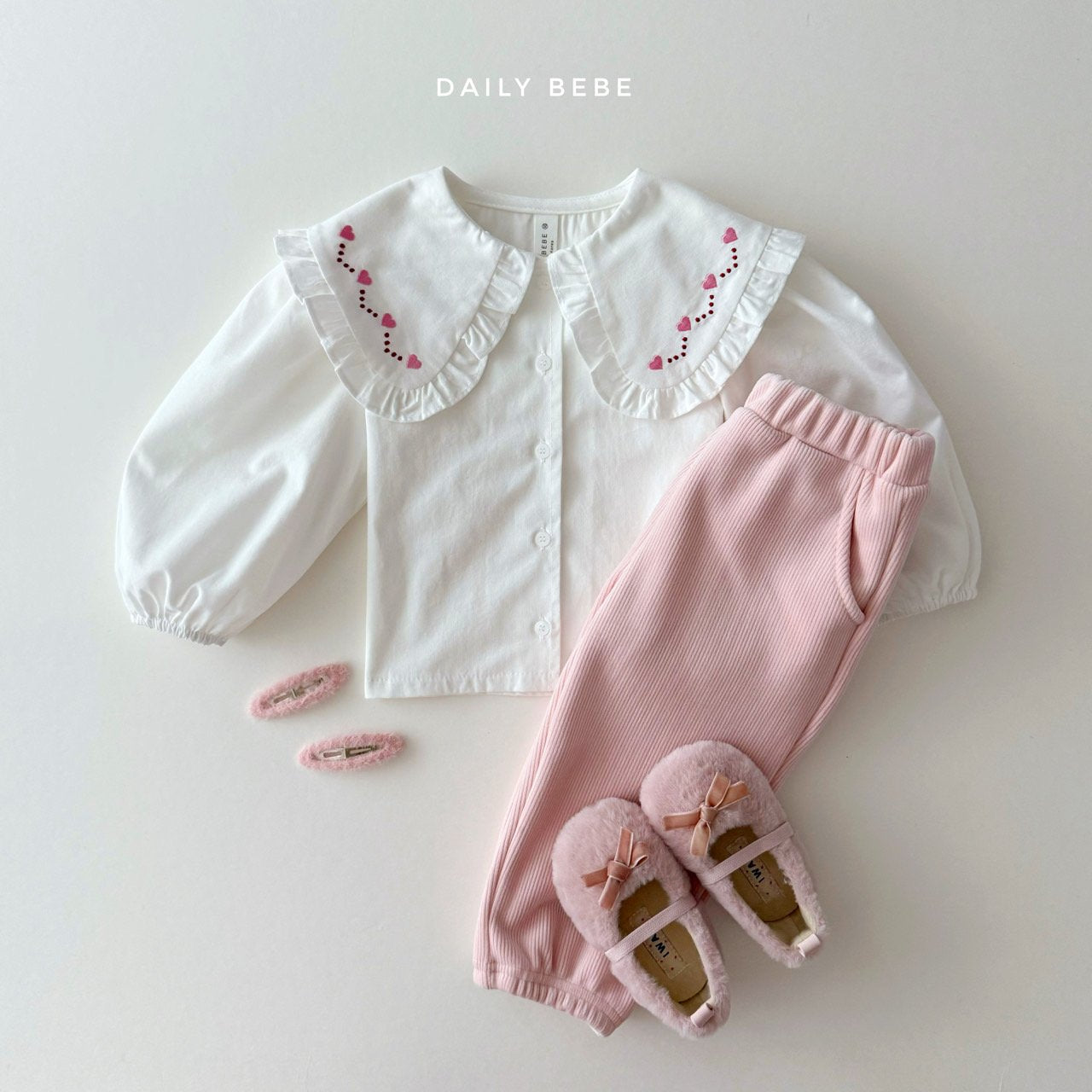 (Pre-order) Daily Bebe - Kids’ Embroidered Collar Blouse 자수카라 블랑