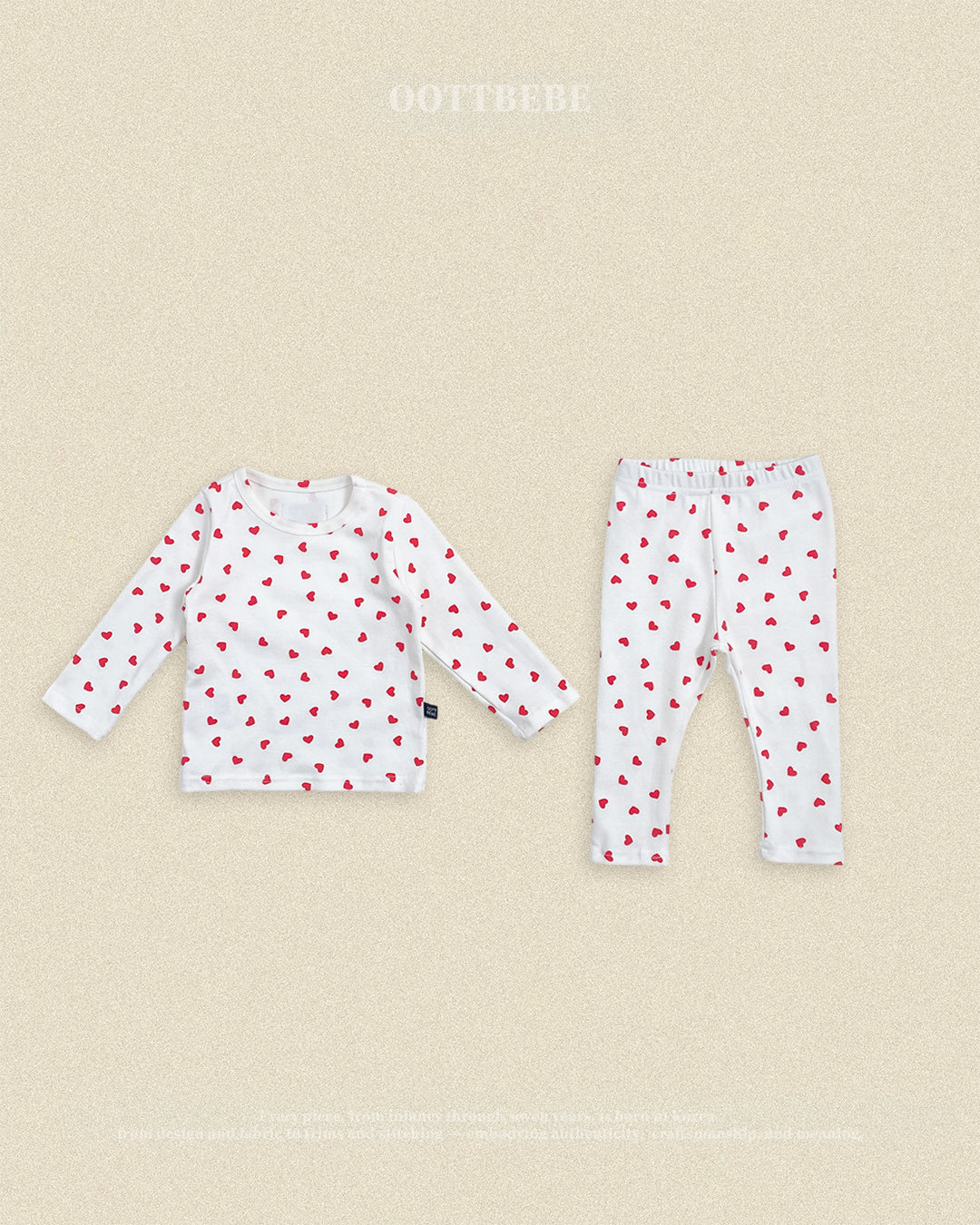 (Pre-order) OOTTBEBE Fall - Petite Heart Pajama Set 쁘띠하트실내복 (2 Colors)