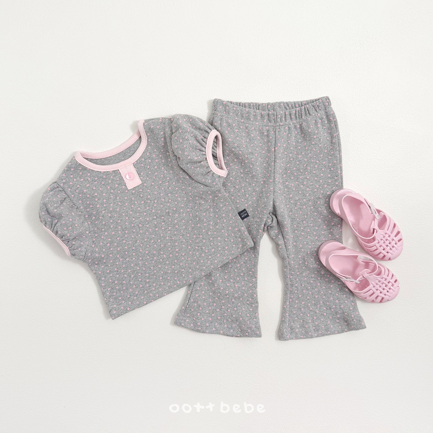 (Pre-order) OOTTBEBE Summer -  Lovely Eyelet Set 러블리아일렛상하복 (2 Colors)