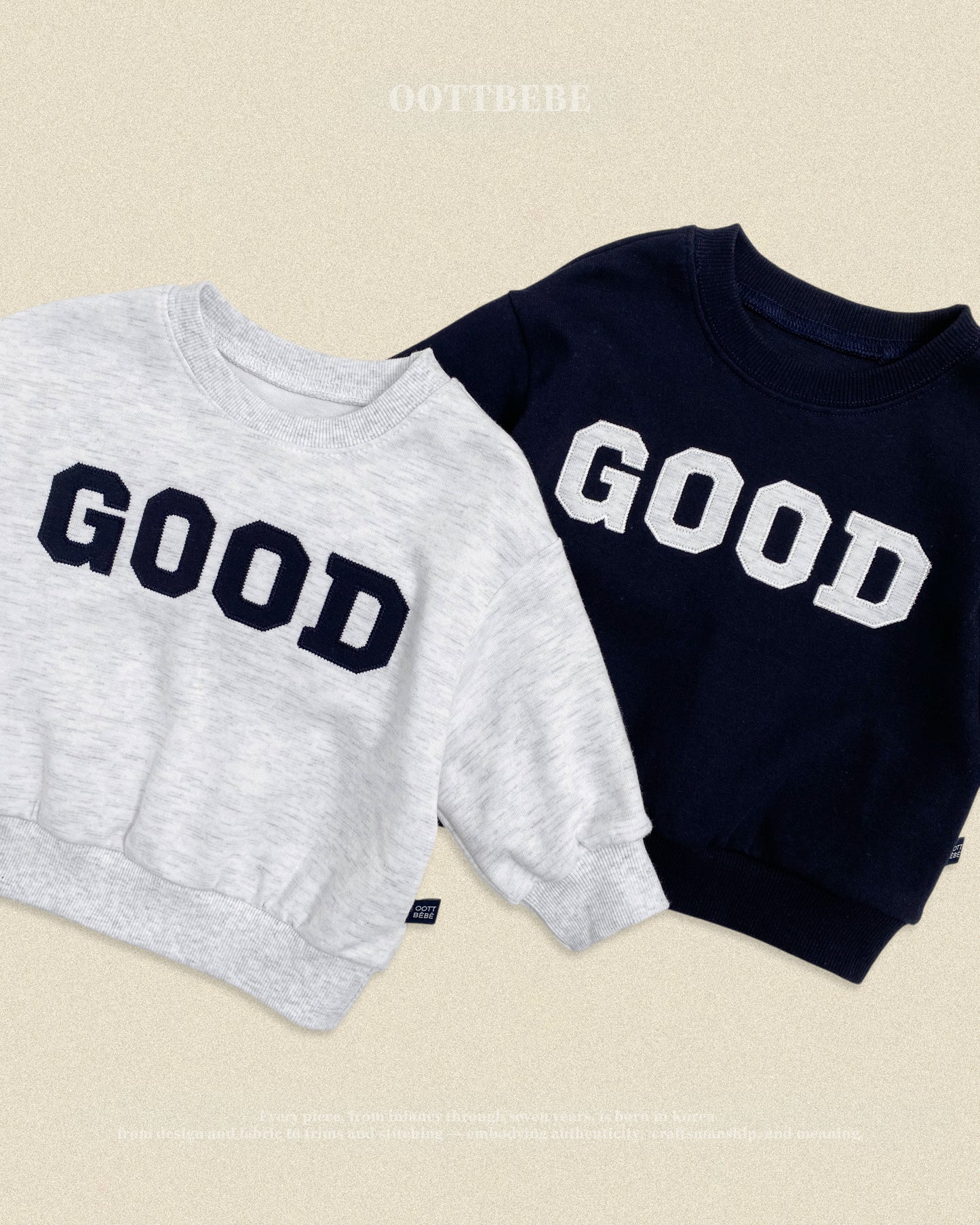 (Pre-order) OOTTBEBE Fall - GOOD Sweatshirt - GOOD 맨투맨 (2 Colors)