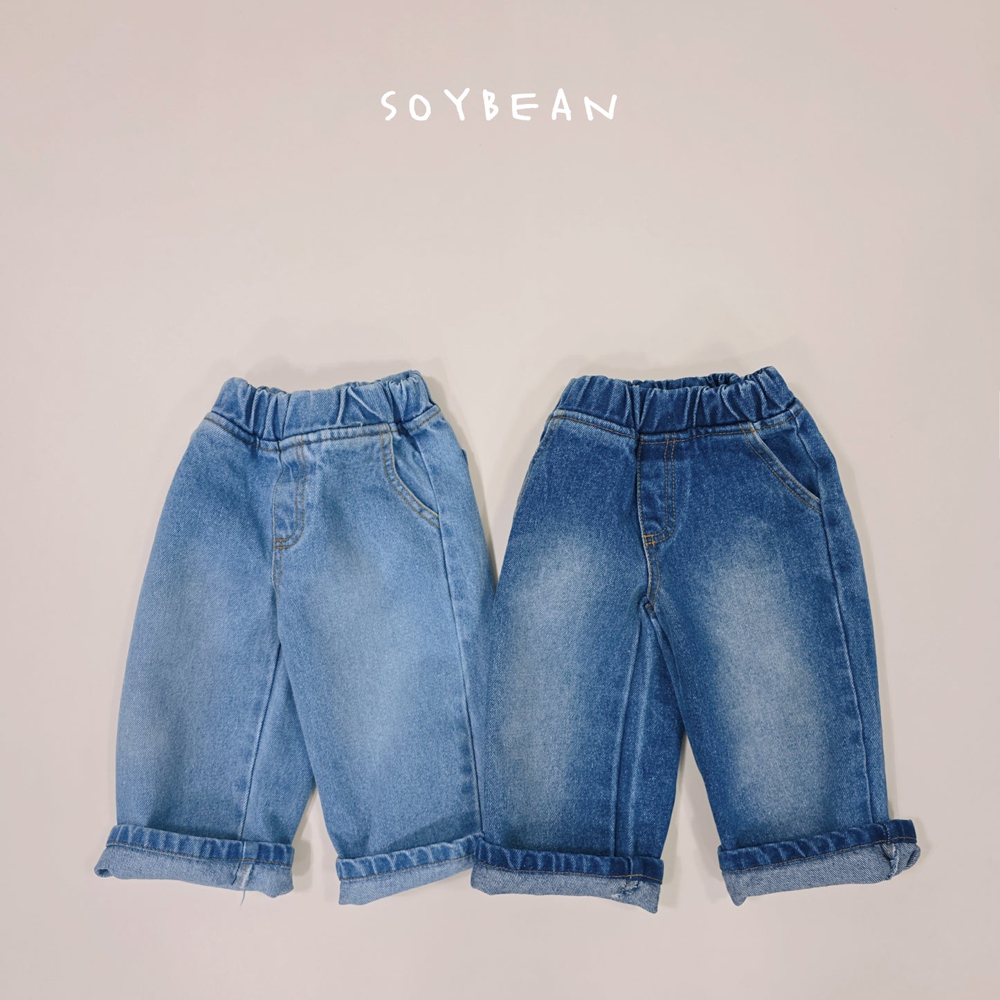 (Pre-order) Soybean Kids Spring - Wide Brush Denim Pants 와이드브러쉬데님팬츠 (2 Colors)
