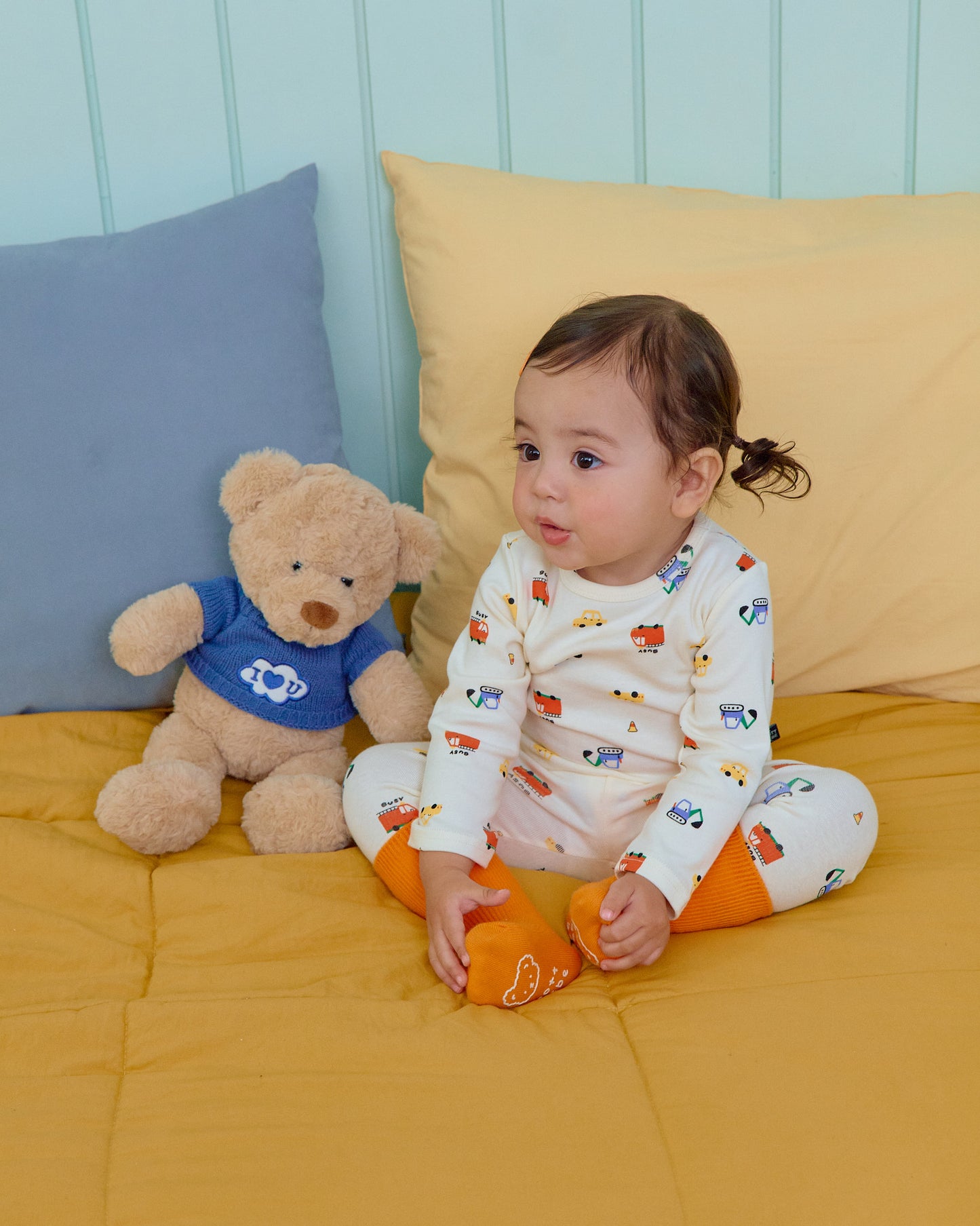 (Pre-order) OOTTBEBE Fall - Cute Car Pajama Set 자동차실내복 (2 Colors)