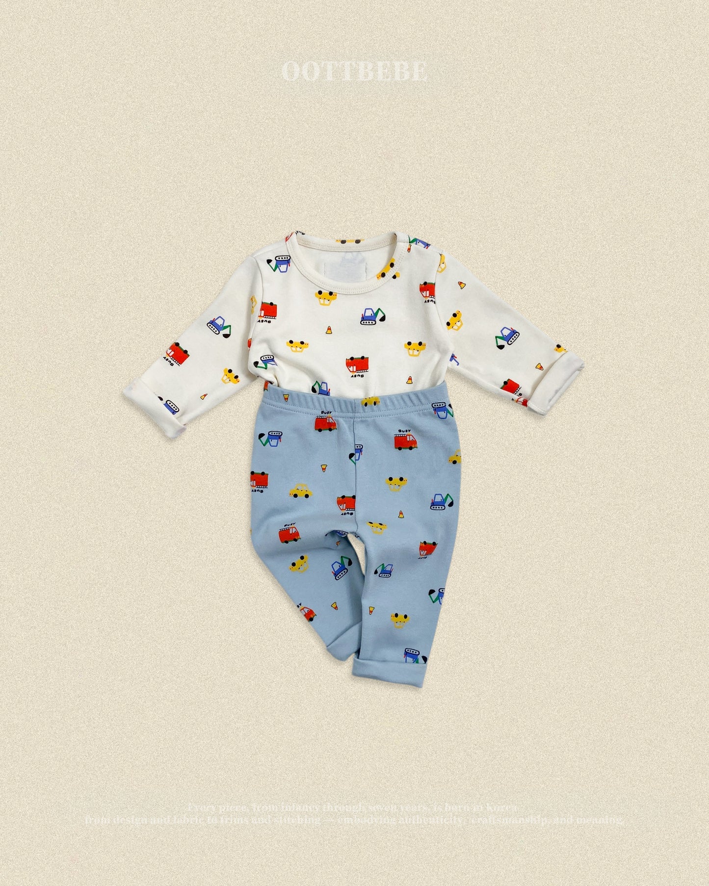 (Pre-order) OOTTBEBE Fall - Cute Car Pajama Set 자동차실내복 (2 Colors)