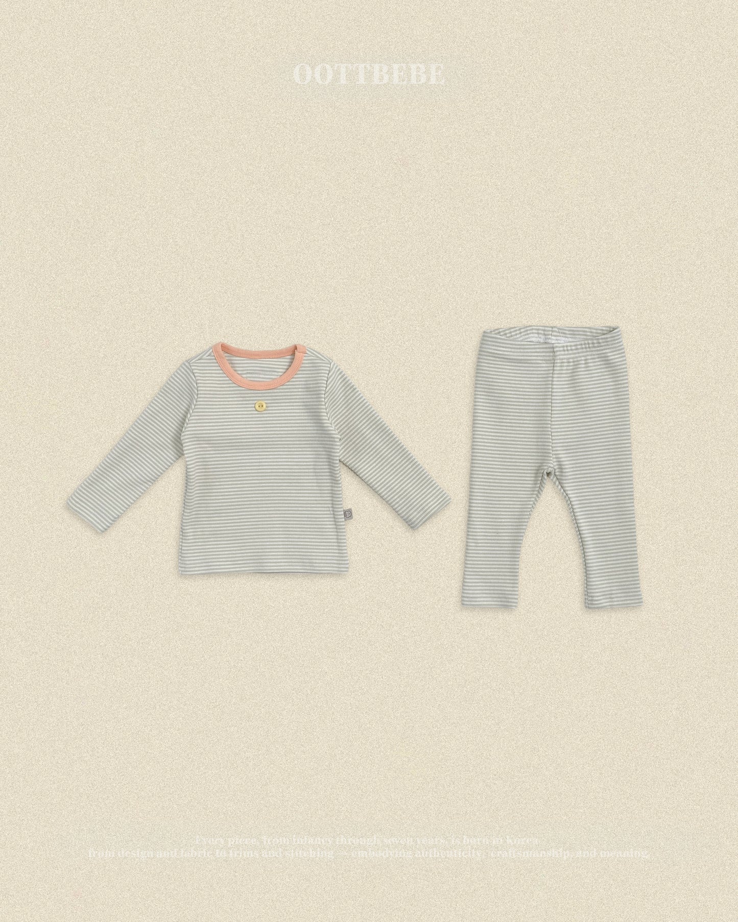 (Pre-order) OOTTBEBE Fall - Sweet Stripe Pajama Set 바닐라라떼실내복 (3 Colors)