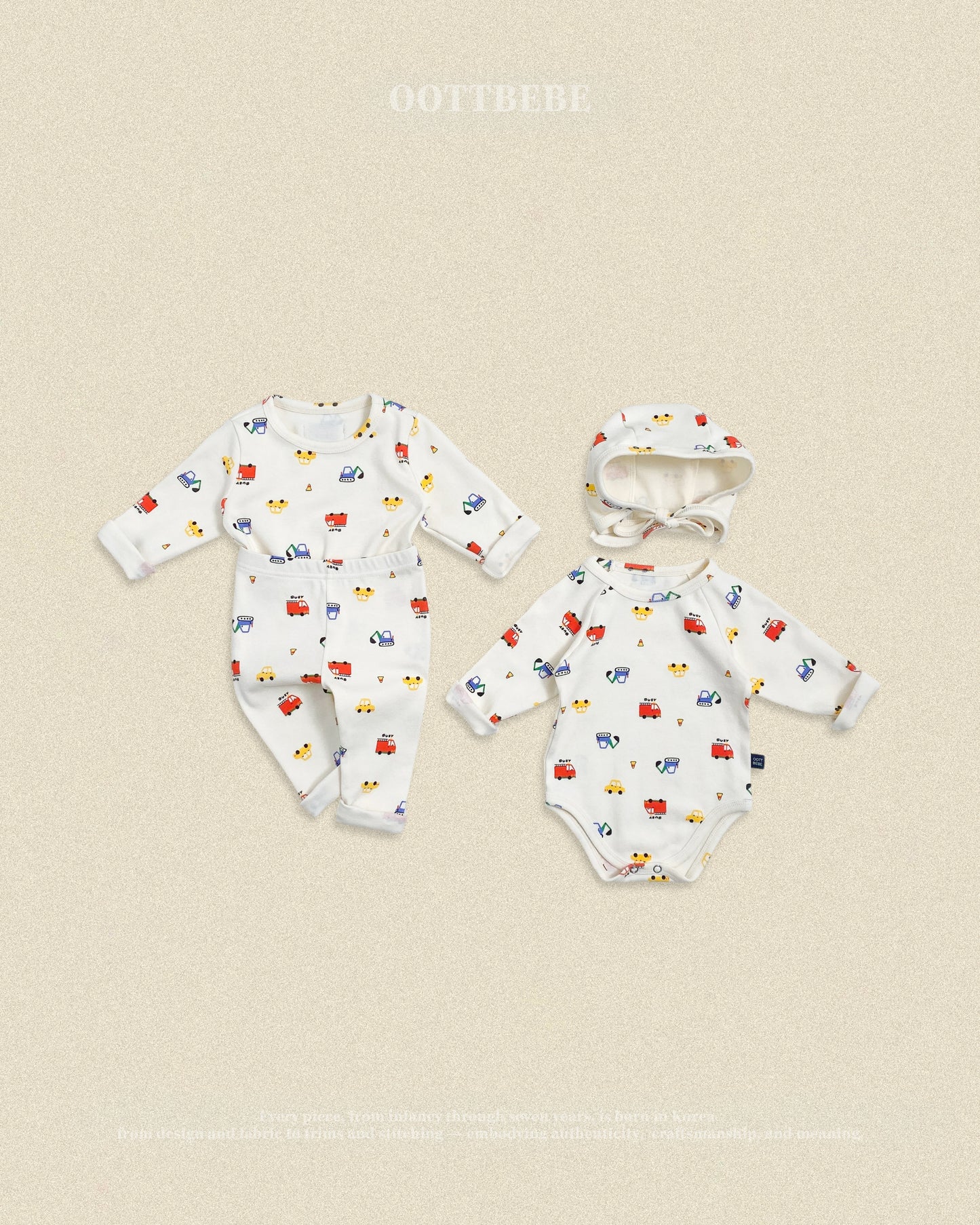 (Pre-order) OOTTBEBE Fall - Cute Car Pajama Set 자동차실내복 (2 Colors)